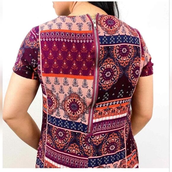 VICI Mix Boho Prints Short Sleeve Dress W Pockets Visible Back Zipper Size M - Picture 5 of 11